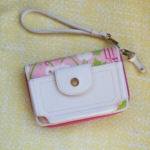 Spartina 449 White and Pink Floral Wristlet Wallet